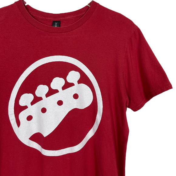 Bass Guitar Graphic Tee Medium Soft Rock N Roll Red White T-Shirt - Picture 2 of 4